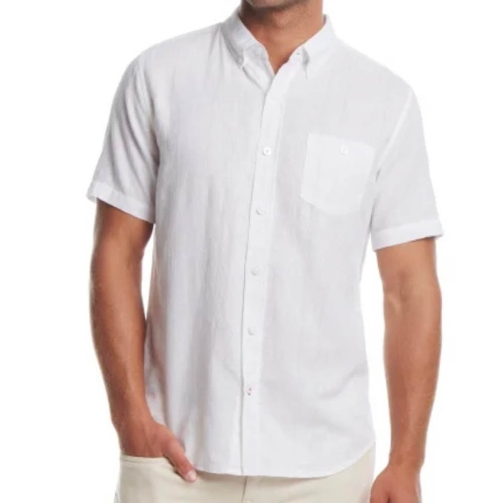 Weatherproof Vintage Men's Linen/Cotton Short Sleeve Woven Shirt - Picture 9 of 13